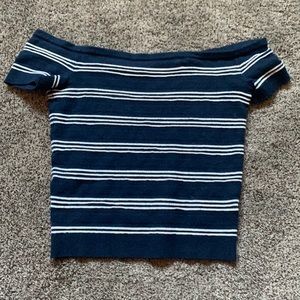 Blue/white striped off shoulder. Small